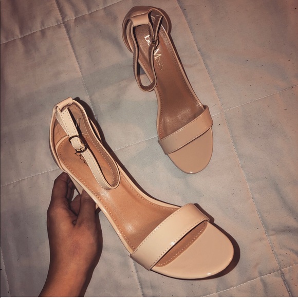 Nude Patent Chunky Heels - Picture 2 of 3